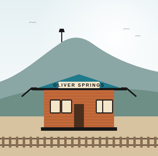 Illustration of a local landmark in Oliver Springs, Tennessee