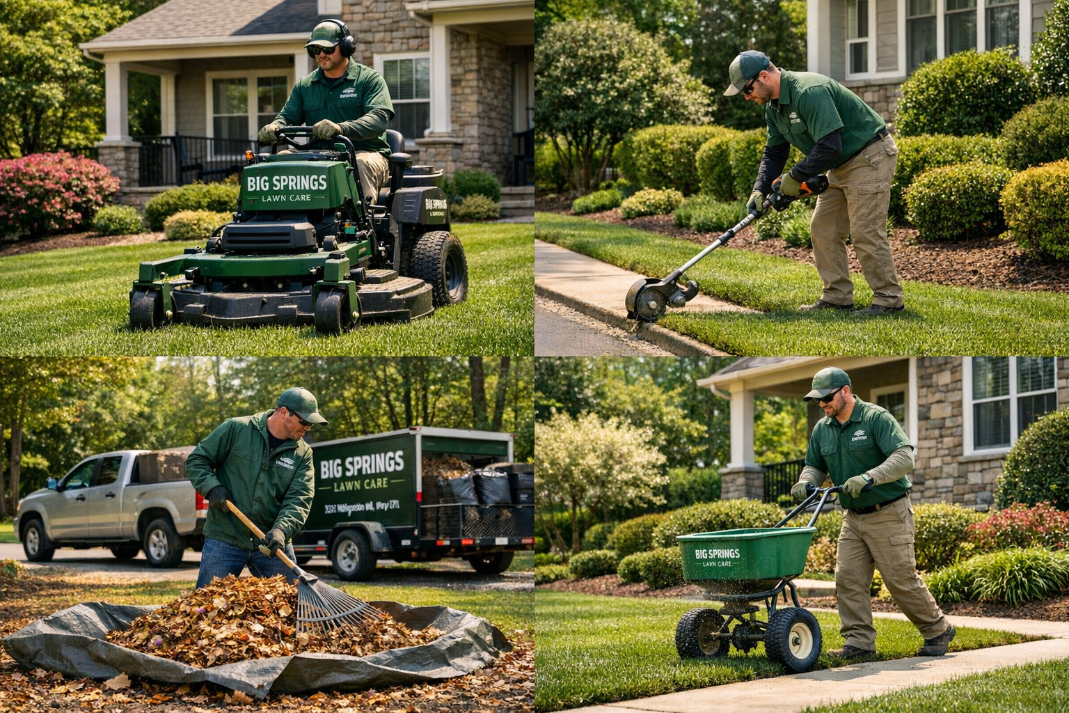 Seasonal cleanup and trimming illustration for Big Springs Lawn Care